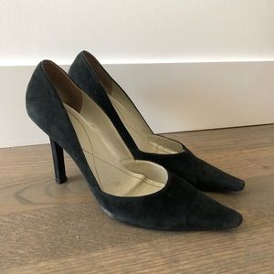 BCBGirls Classic Black Suede Pointy-Toe Pumps